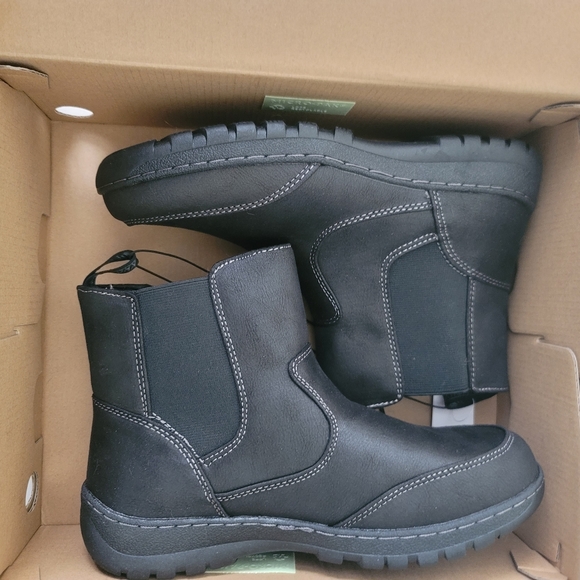 NEW Khombu Charlotte Womens Black Pull On Winter Snow Ankle Boots - Picture 2 of 7